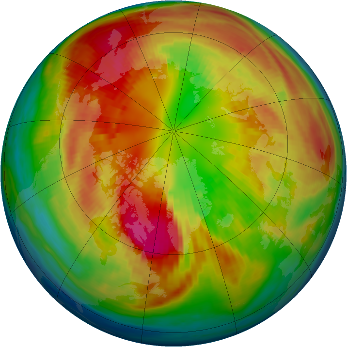 Arctic ozone map for 28 February 1985
